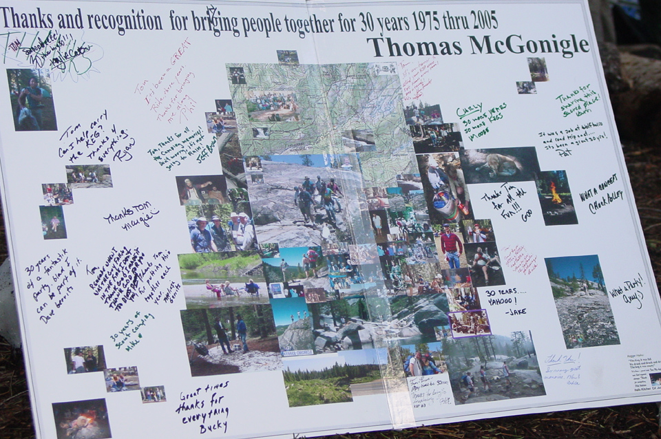 The big thank-you card for Tom McGonigle — 30 years of the Kegger