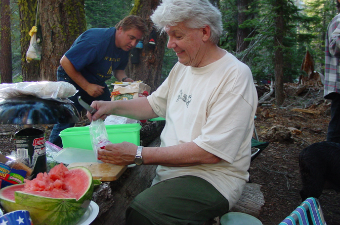 Chuck cooking at camp, 2005