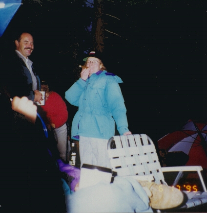 Smoking a cigar at camp