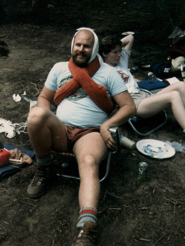 Cross Top Turner bundled up in camp chair