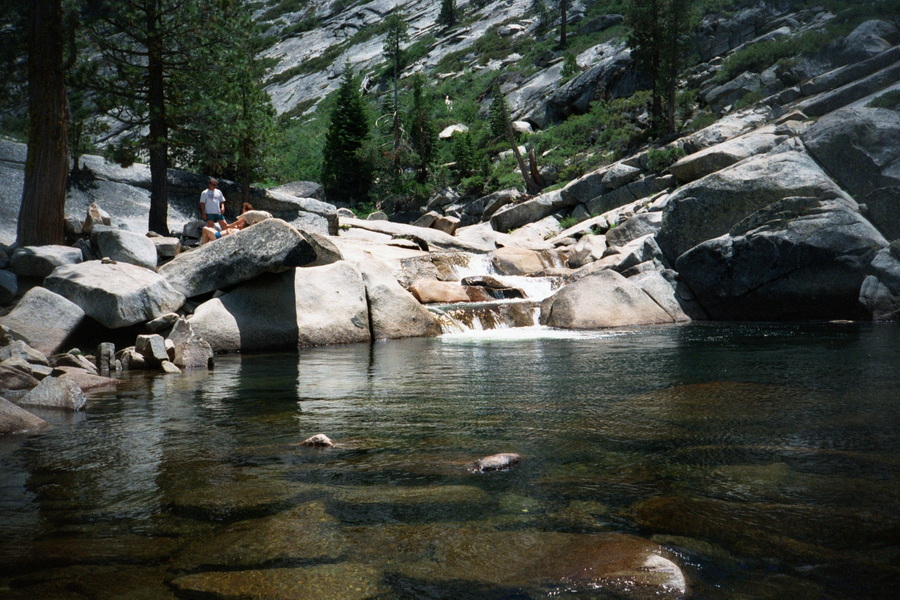 Pretzel's swimming hole — the pool below the waterfall at the Kegger Backpack site